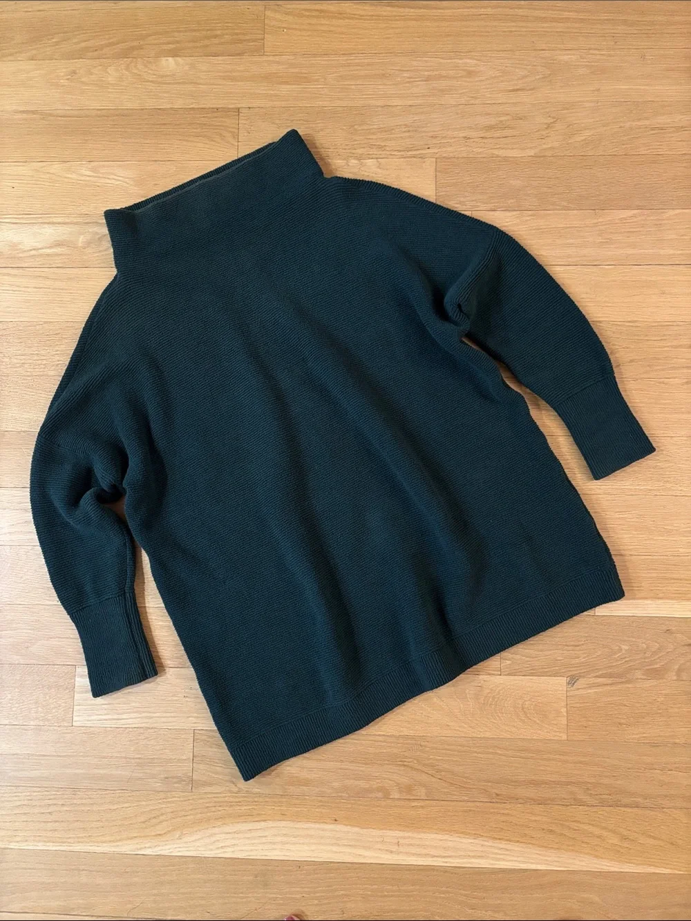 Free People Ottoman Slouchy Tunic Long Sleeve Sweater Medium Dark Teal Ribbed